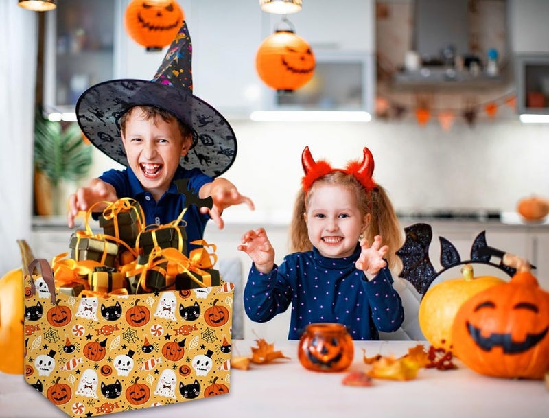 DDBASKET Halloween Basket Pumpkin Baskets Trick or Treat Basket Rectangular Toy Storage Bin for Halloweens Parties(Candy Halloween) - Image 5