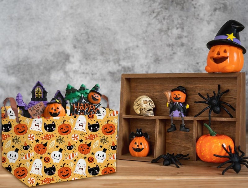 DDBASKET Halloween Basket Pumpkin Baskets Trick or Treat Basket Rectangular Toy Storage Bin for Halloweens Parties(Candy Halloween) - Image 4