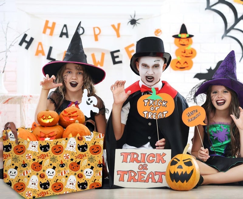 DDBASKET Halloween Basket Pumpkin Baskets Trick or Treat Basket Rectangular Toy Storage Bin for Halloweens Parties(Candy Halloween) - Image 3