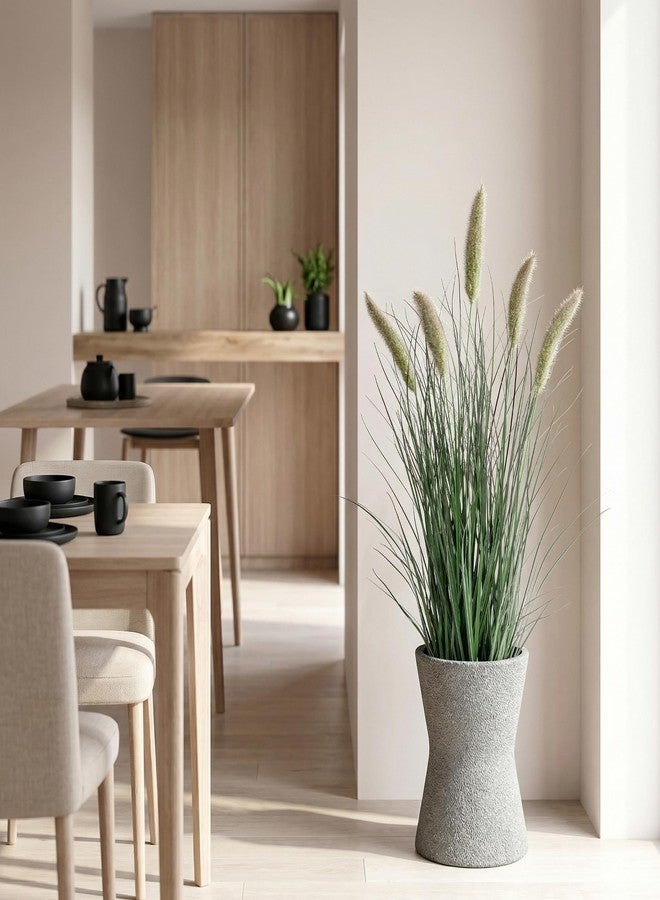 Ttranewsoo Artificial Cattail Reed Grass Plants Indoor ，Faux Cattail Grass Plant Artificial Plant Grass Outdoor,Fake Grass Tall Green Onions Fake Plant， Living Room Kitchen Office Decor (36“ 2 Pack) - Image 5