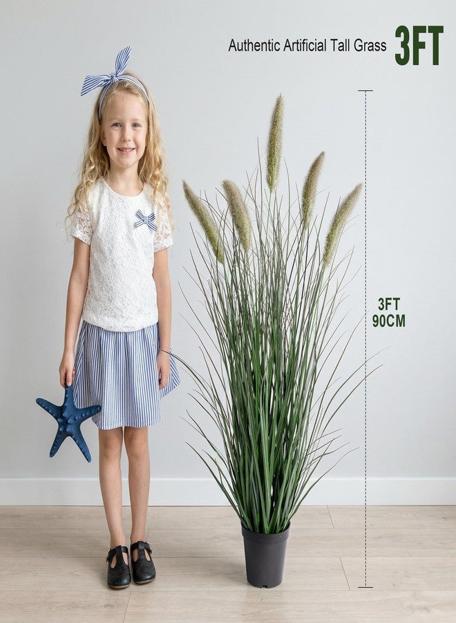 Ttranewsoo Artificial Cattail Reed Grass Plants Indoor ，Faux Cattail Grass Plant Artificial Plant Grass Outdoor,Fake Grass Tall Green Onions Fake Plant， Living Room Kitchen Office Decor (36“ 2 Pack) - Image 3