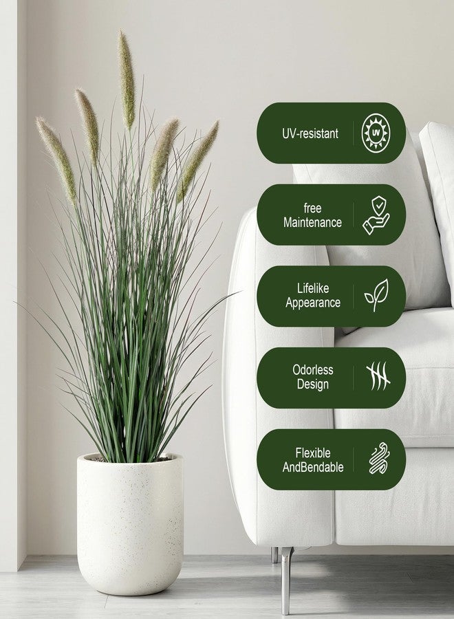 Ttranewsoo Artificial Cattail Reed Grass Plants Indoor ，Faux Cattail Grass Plant Artificial Plant Grass Outdoor,Fake Grass Tall Green Onions Fake Plant， Living Room Kitchen Office Decor (36“ 2 Pack) - Image 4