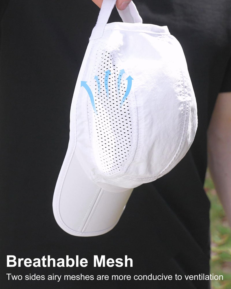 GADIEMKENSD Men Outdoor Hat Reflective Folding Running Sport Hats Summer Cool UPF 50 Sun Unstructured Baseball Caps for Men Women Breathable Light Quick Dry Travel Golf Hat White - Image 4
