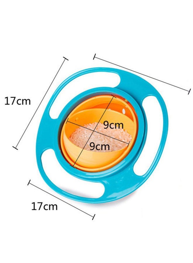Song Qing 3pcs Magic Bowl 360 Degree Rotate Spill-Proof Bowl with Lid Plastic Creative Dishes Practise Feeding Bowls for Kids (Blue + Green + Rose) - Image 2
