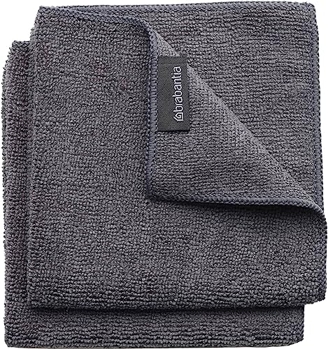 Brabantia x2 Microfiber Cleaning Dish Cloths Dark Gray Absorbent Hygenic Rags for Washing Cleaning Drying 12x12 - Image 1