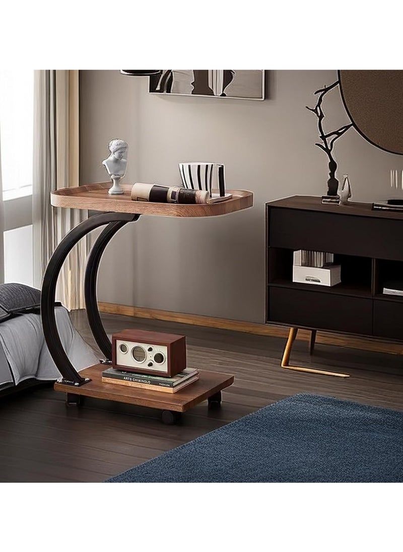 Generic Space-Saving Sofa Side Table: C-Shaped Design, Easy Access, Mobile Perfect for Laptops, Snacks, Books, with Wheels  - Image 4