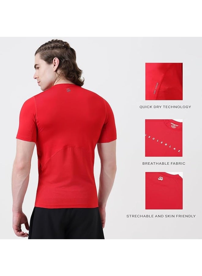 MuscleBlaze Half Sleeve Air Tech Compression MuscleTee for Men-M - Image 4
