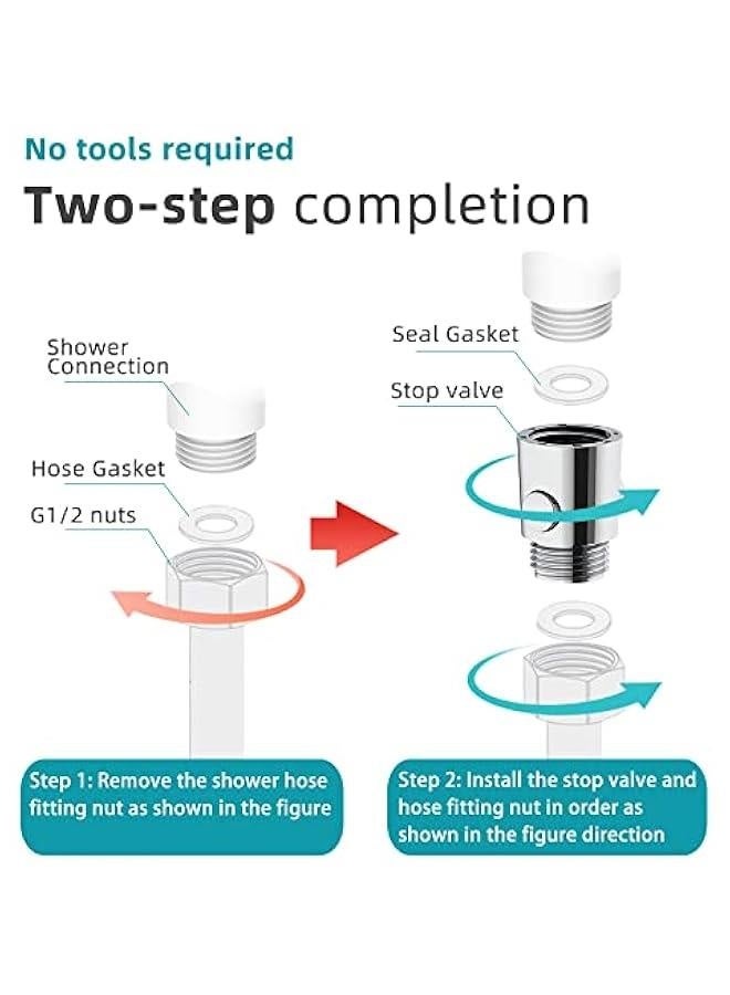 Shower Head Shut Off Valve, on Type Shower Flow Control Valve with G1/2 Universal Size for Shower Arm and Hose or Bidet Sprayer - Image 4