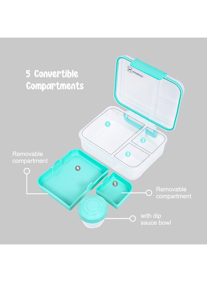 HYDROBREW 3/4/5 Convertible 1650ml Bento Lunch Box w/ Lunch Bag - Green - Image 5