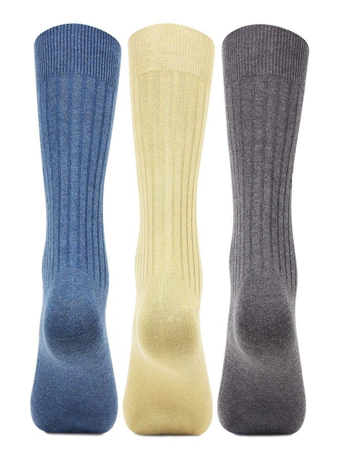 Hush Puppies Men’s Crew Length Cotton Rib Socks – Multicolor (Pack of 3) | Lightweight, Stretchable & Durable Daily Wear Socks - Image 4