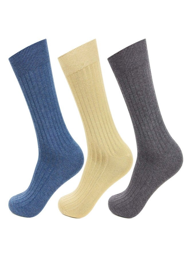 Hush Puppies Men’s Crew Length Cotton Rib Socks – Multicolor (Pack of 3) | Lightweight, Stretchable & Durable Daily Wear Socks - Image 3