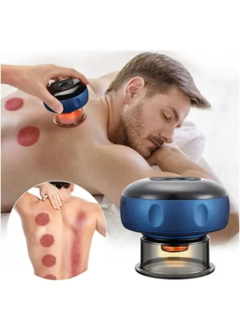 12-Speed Electronic Cupping Therapy Massager with Smart Heat | Rechargeable Portable Gua Sha & Vacuum Suction Device for Full Body Muscle Pain Relief, Back & Neck Relaxation, Deep Tissue Recovery | Cordless, Skin-Safe, Easy to Use – Blue