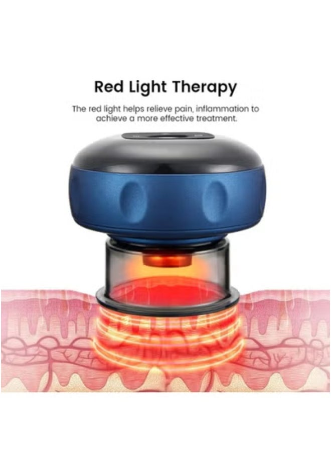 12-Speed Electronic Cupping Therapy Massager with Smart Heat | Rechargeable Portable Gua Sha & Vacuum Suction Device for Full Body Muscle Pain Relief, Back & Neck Relaxation, Deep Tissue Recovery | Cordless, Skin-Safe, Easy to Use – Blue