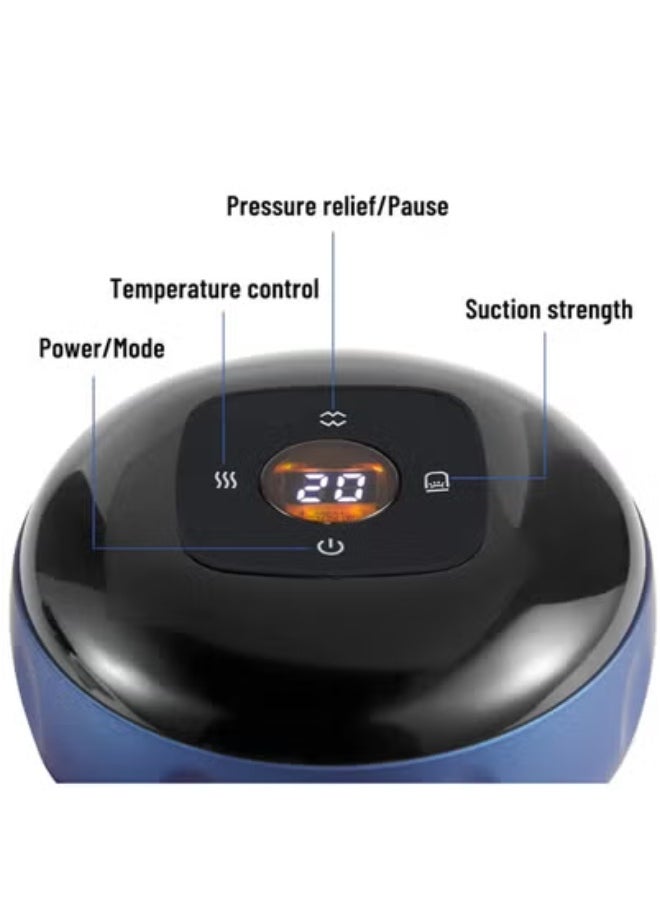 12-Speed Electronic Cupping Therapy Massager with Smart Heat | Rechargeable Portable Gua Sha & Vacuum Suction Device for Full Body Muscle Pain Relief, Back & Neck Relaxation, Deep Tissue Recovery | Cordless, Skin-Safe, Easy to Use – Blue