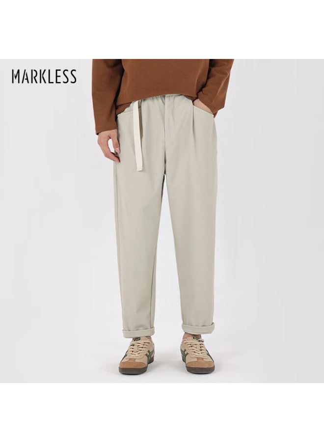 Markless Men's Casual Pants Autumn Winter Trendy Comfortable Loose Straight Trousers Men's Tapered Long Pants 3850 Beige 34 - Image 1