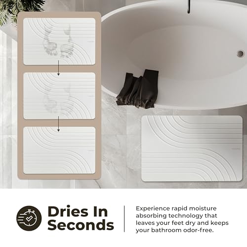 TOSORO - Stone Bath Mat Diatomaceous Earth Shower Mat Non-Slip Super Absorbent Diatomite Stone Bath Mats for Bathroom Floor Quick Drying Natural Easy to Clean (23.5 x 15) - Sandstone - Image 3