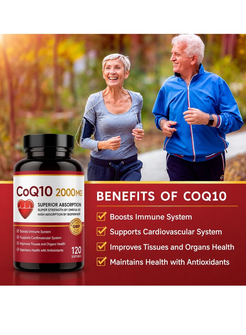 Superior CoQ10 2000mg Softgels, 120 Servings | with PQQ, BioPerine & Omega-3, Ubiquinone, High-Absorption, Powerful-Antioxidant, Support Heart & Energy-Production - Image 5