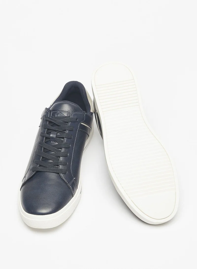 Lee Cooper Men's Solid Sneakers with Lace-Up Closure and Panel Detail