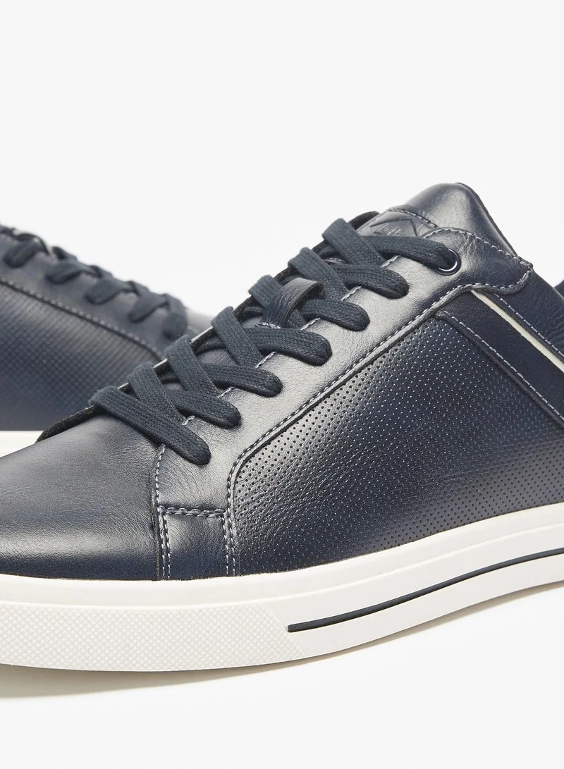Lee Cooper Men's Solid Sneakers with Lace-Up Closure and Panel Detail