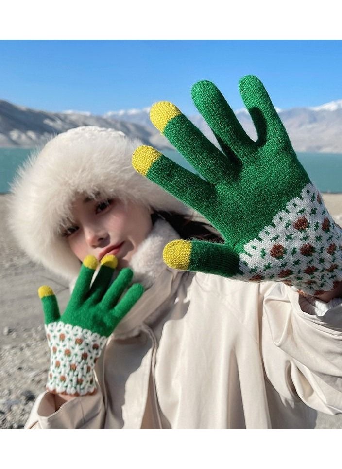Iwinter - Women's Warm Winter Plush Thick Windproof Cartoon Cute Student Wool Gloves - Image 1
