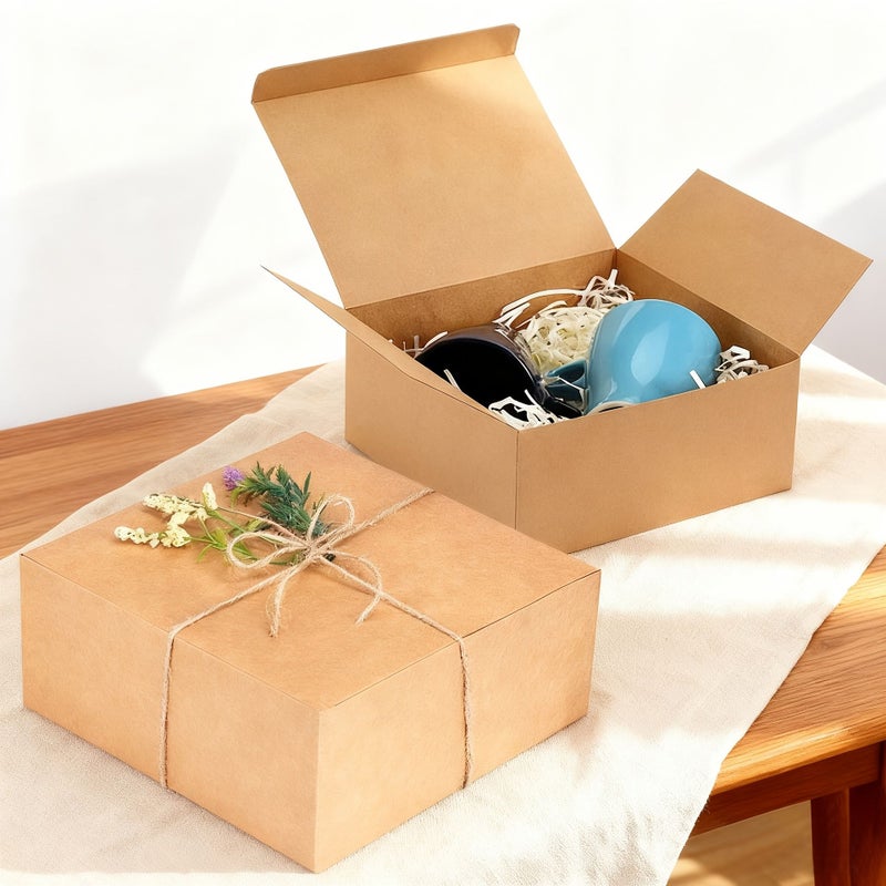 8Pcs Minimalist Gift Boxes With Hemp Rope Decor White Kraft Black 3 Colors Selectable Empty Versatile Packaging Storage Boxes For Exquisite - Image 3