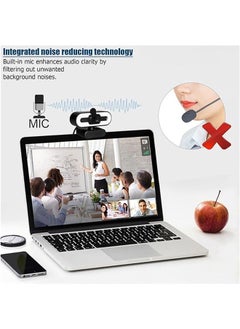 General 4K Webcam, 1080P 4K Full HD Webcam with Ring Fill Light Laptop Computer Live Video Webcam with Microphone Rotatable Webcam with Stand HD Streaming Webcam  - Image 2