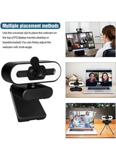 General 4K Webcam, 1080P 4K Full HD Webcam with Ring Fill Light Laptop Computer Live Video Webcam with Microphone Rotatable Webcam with Stand HD Streaming Webcam  - Image 3
