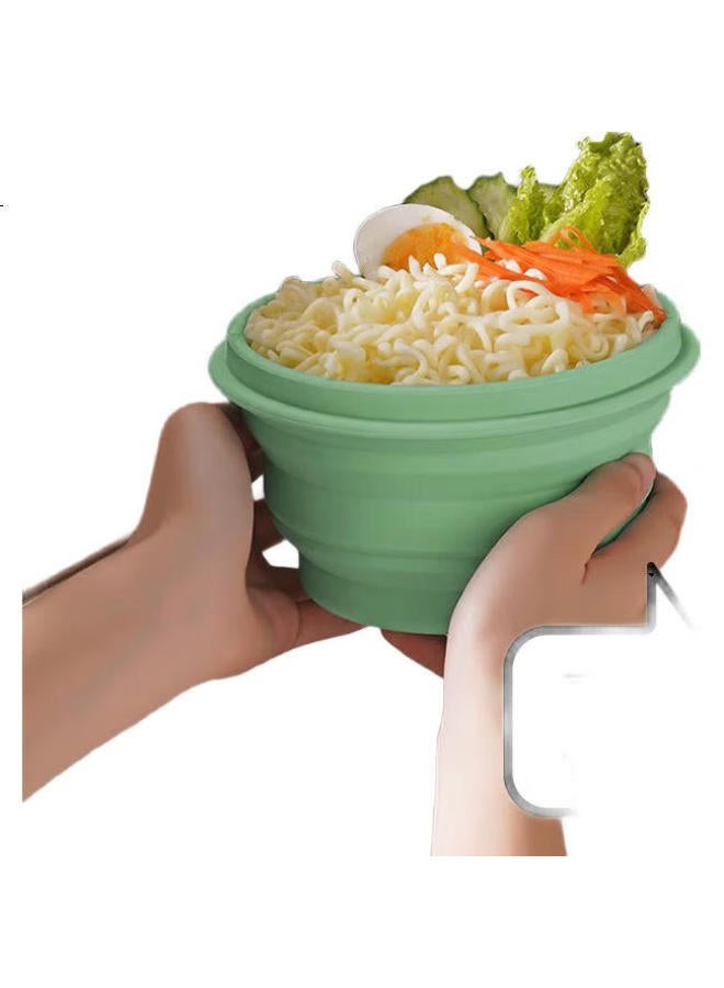 M Square Portable Folding Silicone Cup Bowl Picnic Camping Baby Food Grade Travel Outdoor Cherry Blossom Pink Medium Bowl - Image 3