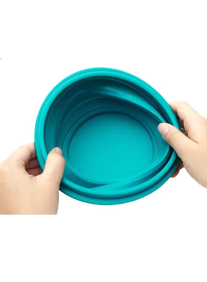 M Square Portable Folding Silicone Cup Bowl Picnic Camping Baby Food Grade Travel Outdoor Cherry Blossom Pink Medium Bowl - Image 1