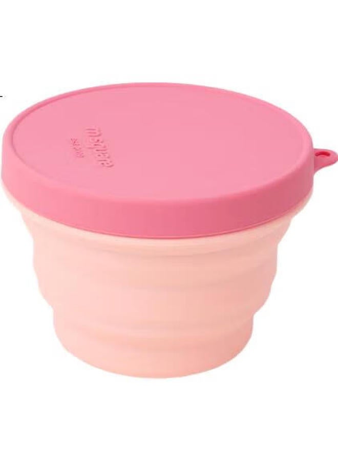 M Square Portable Folding Silicone Cup Bowl Picnic Camping Baby Food Grade Travel Outdoor Cherry Blossom Pink Medium Bowl - Image 2