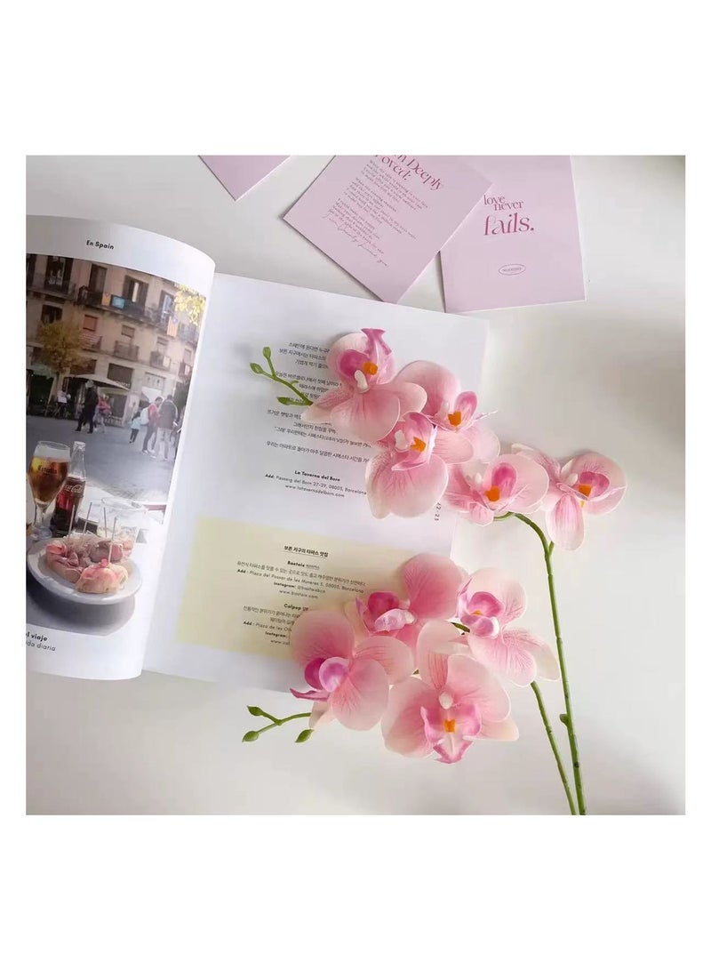 Artificial Orchid Flower Plant, Real Touch Faux Orchids in Ceramic Vase,  13.78'' Fake Phalaenopsis Flower Arrangement Centerpiece Home Indoor Decor - Image 3