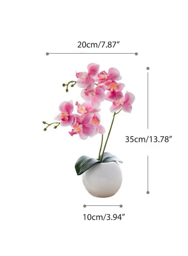 Artificial Orchid Flower Plant, Real Touch Faux Orchids in Ceramic Vase,  13.78'' Fake Phalaenopsis Flower Arrangement Centerpiece Home Indoor Decor - Image 4