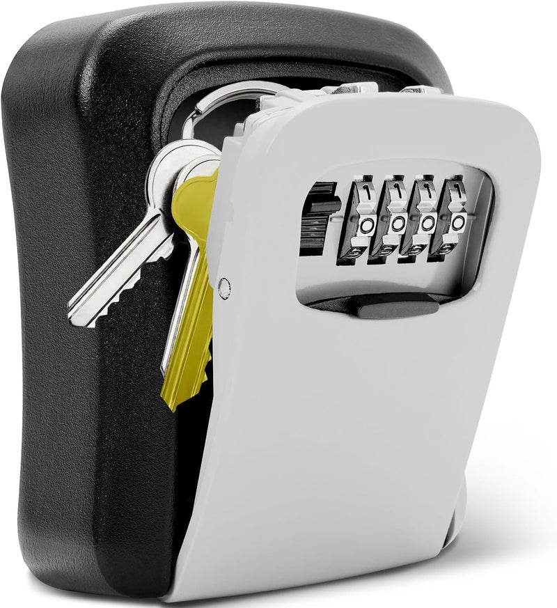 Omyoffice Key Lock Box Wall Mount,4 Digits Combination Security Key Box With Resettable, Wall Mounted, Weatherproof, Security Storage Lock Box For Indoor,Outdoor,House,Office, Hotel,Garage,Garden,Store (Grey) - Image 1