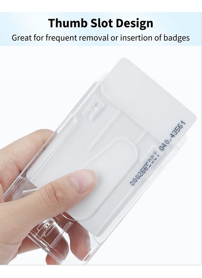Pawfly 2 Pack Vertical 2-Card Badge Holder With Thumb Slot Hard Transparent Pc Case Protector For Office School Ids Credit Cards Driver’S Licenses And Passes  - Image 2