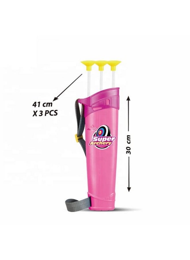 Tec Tavakkal Tavakkal Kids Bow & Arrow Toy, Boys And Girls Basic Archery Set Outdoor Hunting Game With 3 Suction Cup Arrows, Target & Quiver (Pink)  - Image 4