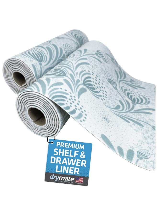 Drymate Premium Luxury Shelf & Drawer Liner, Thick Cushioned Fabric, Non-Adhesive, Absorbent, Waterproof, Slip-Resistant, Liners for Kitchen Cabinets, Cupboards (USA Made)(12”x59”)(2-Pack)(Light Blue) - Image 1