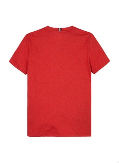 TOMMY HILFIGER Boys' Contrast Crew Neck T-Shirt - Cotton, Red  - Image 4