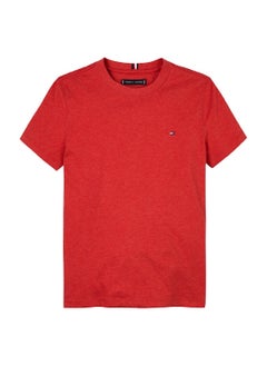 TOMMY HILFIGER Boys' Contrast Crew Neck T-Shirt - Cotton, Red  - Image 1
