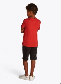 TOMMY HILFIGER Boys' Contrast Crew Neck T-Shirt - Cotton, Red  - Image 2