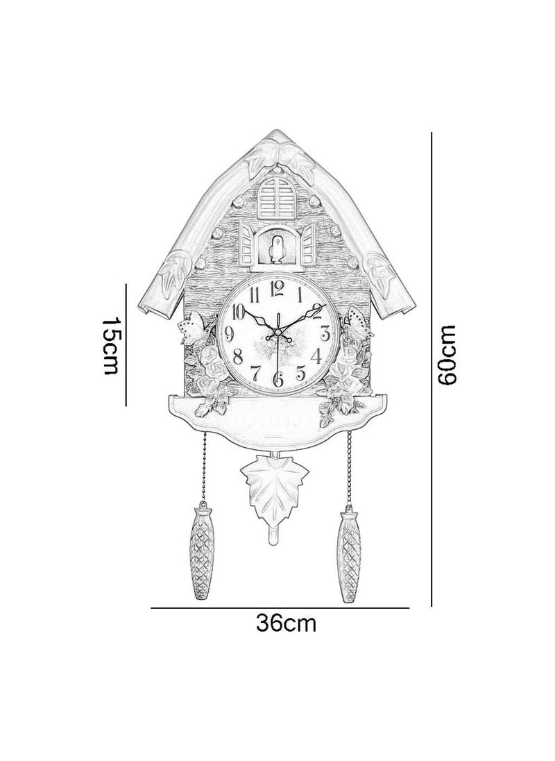 Three Secondz Three Secondz Cuckoo Fixed Door Does not Open or Close Decorative Wall Clock for Home Choco Brown 60 cm x 15 cm x 36 cm  - Image 4