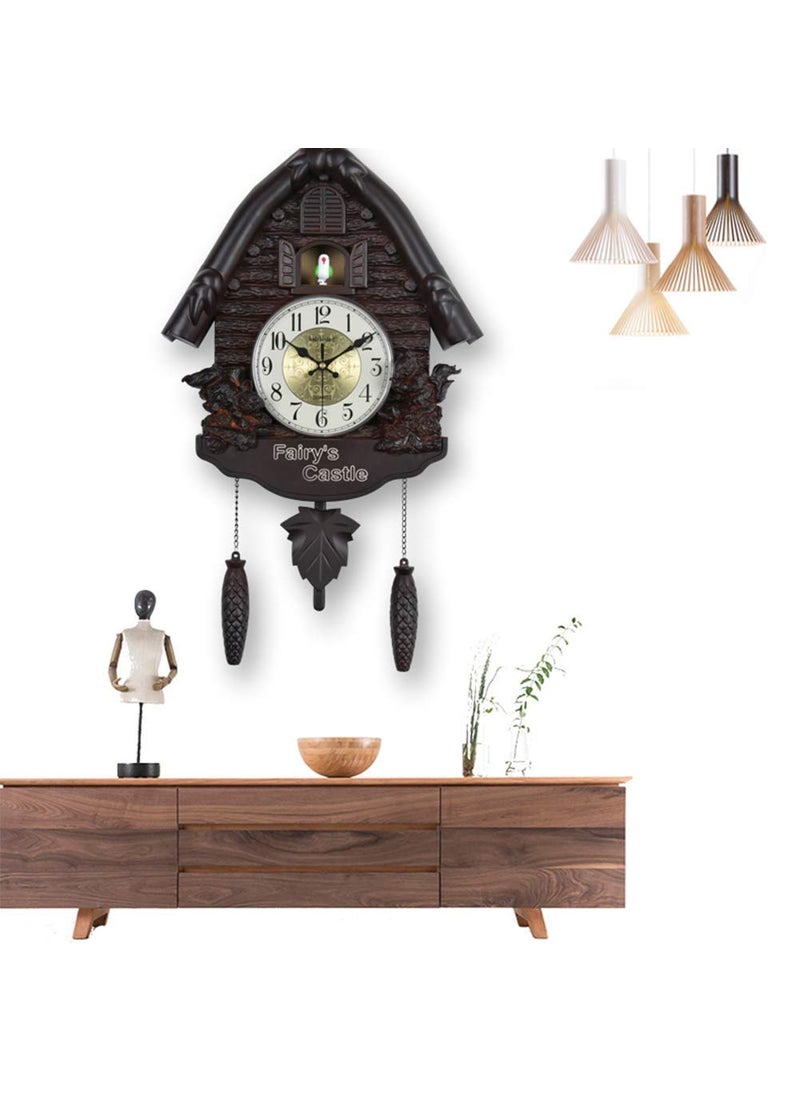 Three Secondz Three Secondz Cuckoo Fixed Door Does not Open or Close Decorative Wall Clock for Home Choco Brown 60 cm x 15 cm x 36 cm  - Image 2