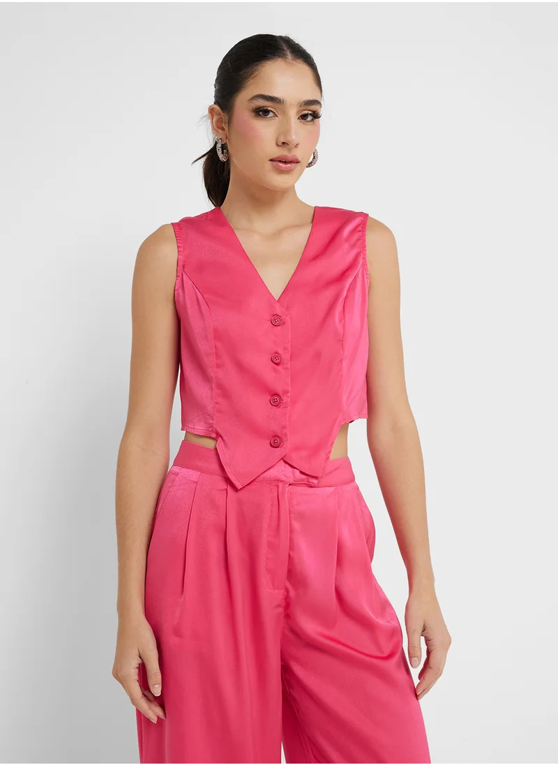 Ginger Cotton Waistcoat Vest & Relaxed Pant Coord Set