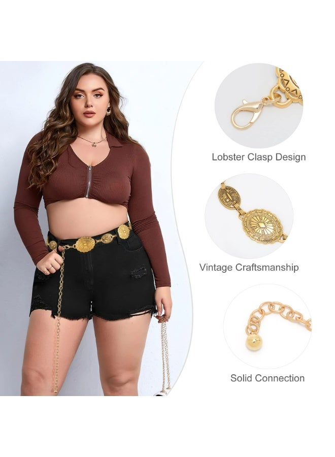 LUMYA Metal Waist Chain Link Belt for Women, Cowgirl Waist Chain, Western Cowgirl Boho Turquoise Chain Belt for Dresses Jeans - Image 2