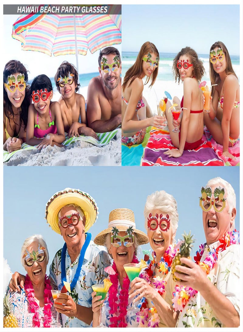 Zikra Party Paper Glasses, 12Pcs Hawaiian Funny Glasses, Fancy Party Eyeglasses Novelty Carnival Masquerade Masks Photo Booth Props Frame Fiesta Glasses Dress Costume Decoration for Kids Adults Summer - Image 5