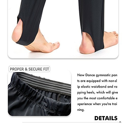 NEW DANCE Mens and Boys Gymnastics Pants Leotard Youth Ballet Tights Stirrup Pants for Dance Yoga Practice Athletic Black - Image 5
