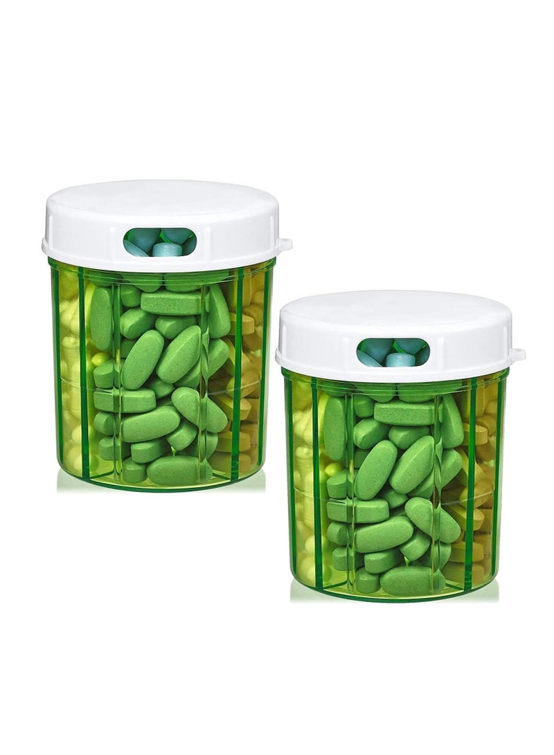 Excefore منظم حبوب - عبوة من 2 - صناديق حبوب مع 4 أقسام للأدوية والفيتامينات والمكملات الغذائية، علبة تذكير يومية للحبوب - Image 1