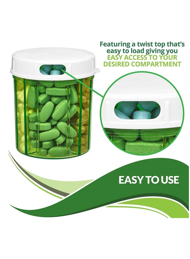 Excefore منظم حبوب - عبوة من 2 - صناديق حبوب مع 4 أقسام للأدوية والفيتامينات والمكملات الغذائية، علبة تذكير يومية للحبوب - Image 2