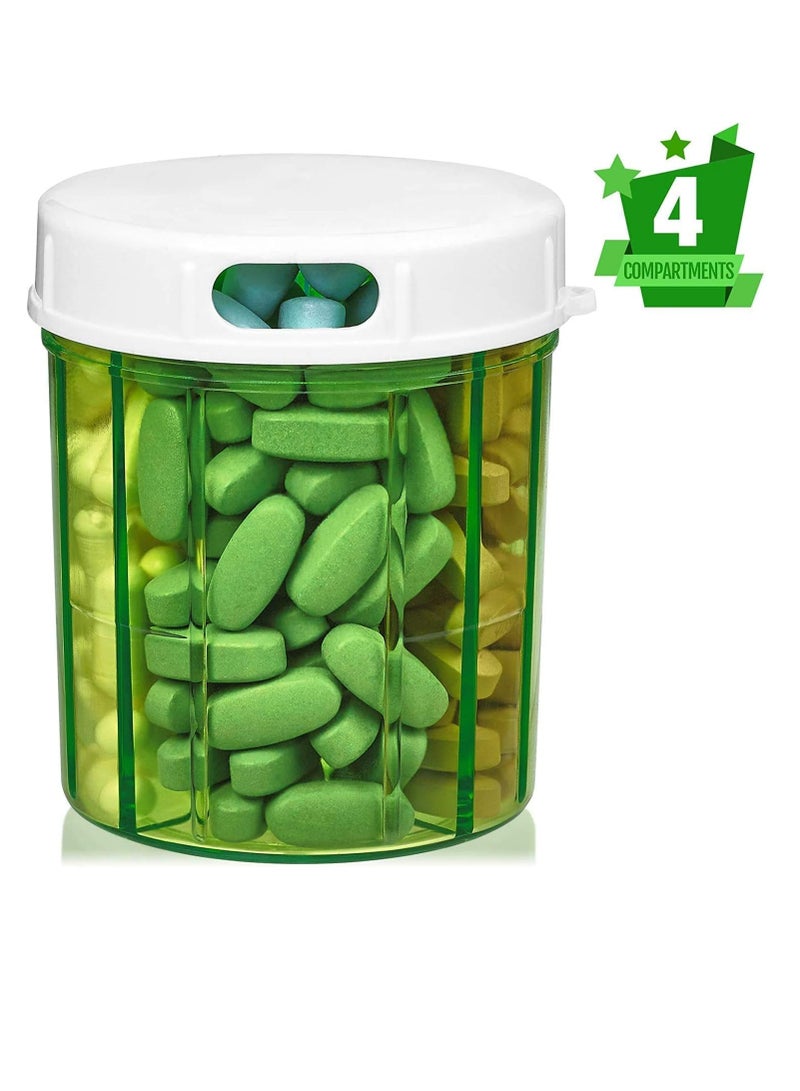 Excefore منظم حبوب - عبوة من 2 - صناديق حبوب مع 4 أقسام للأدوية والفيتامينات والمكملات الغذائية، علبة تذكير يومية للحبوب - Image 5