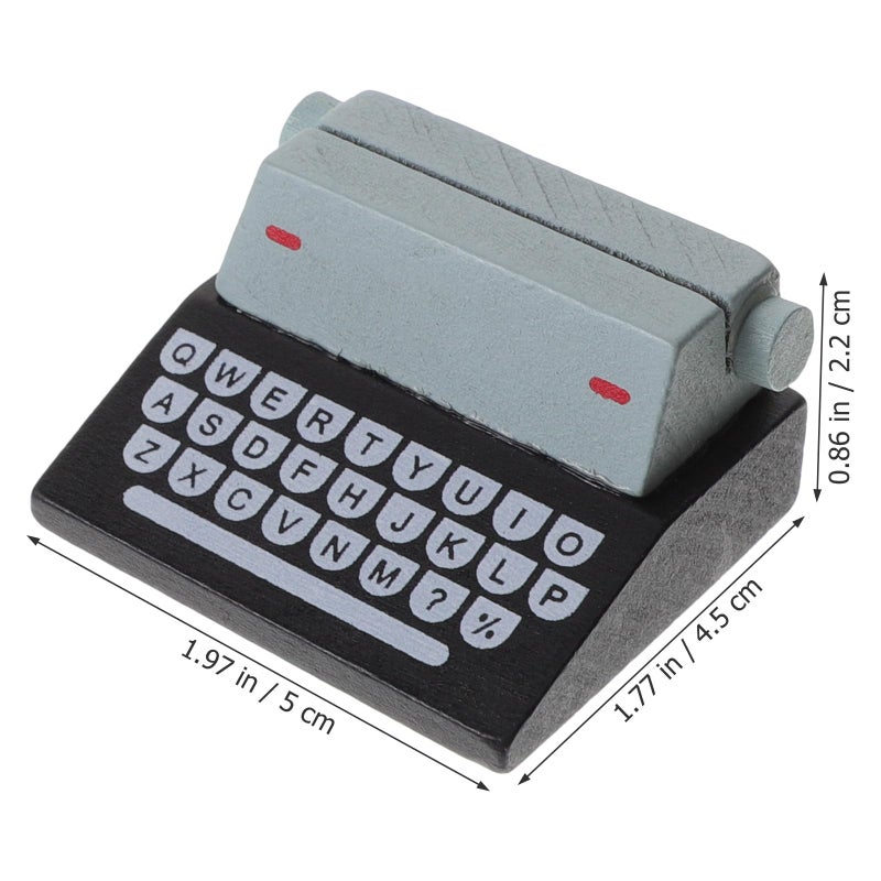 Vintage Mini Typewriter Memo Clips 2pcs With Wooden Base For Office Home Organization - Image 3