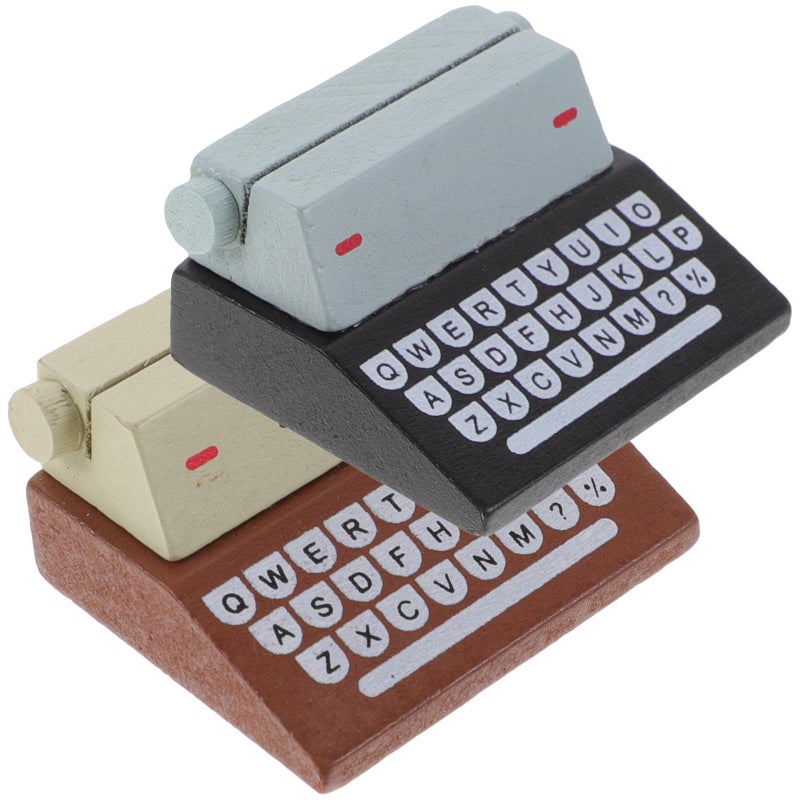 Vintage Mini Typewriter Memo Clips 2pcs With Wooden Base For Office Home Organization - Image 2
